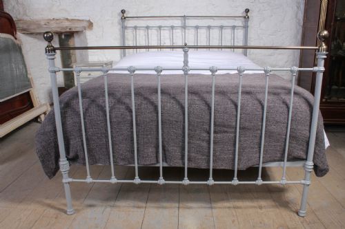 fig 2. Grey and aged brass classic Victorian 5Ft king size bed