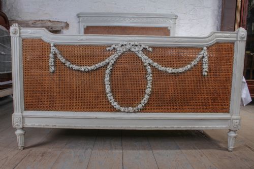 fig 1. French painted caned Bergere kingsize bed