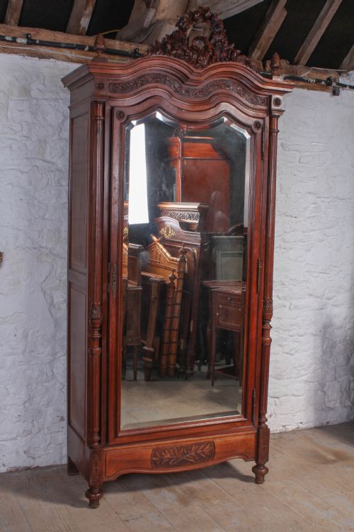 Lovely French Single Carved Walnut Armoire/wardrobe