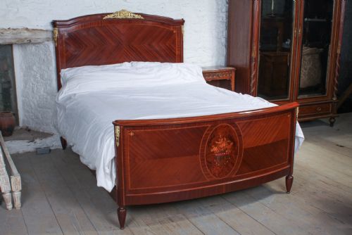 French Mahogany Quarter Veneer King Size Bed