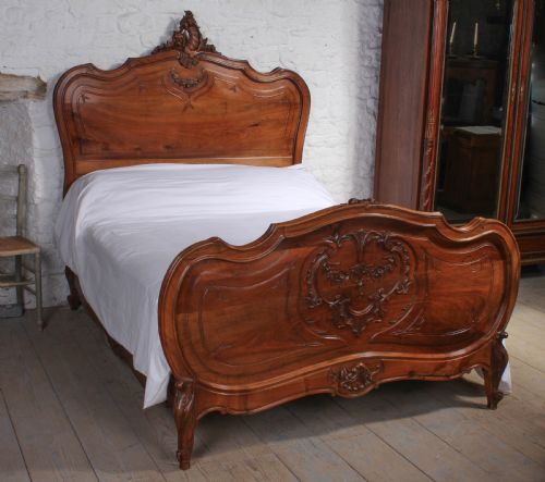 Solid Walnut Louis Xvi Style Double Bed