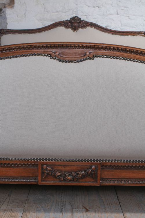 fig 1. Carved oak frame newly upholstered European king size bed
