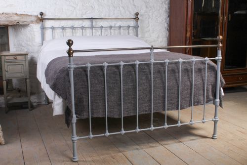 Classic Victorian King Size Grey and Aged Brass Bed