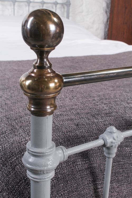 fig 2. Classic Victorian king size grey and aged brass bed