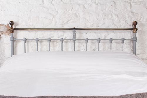 fig 3. Classic Victorian king size grey and aged brass bed