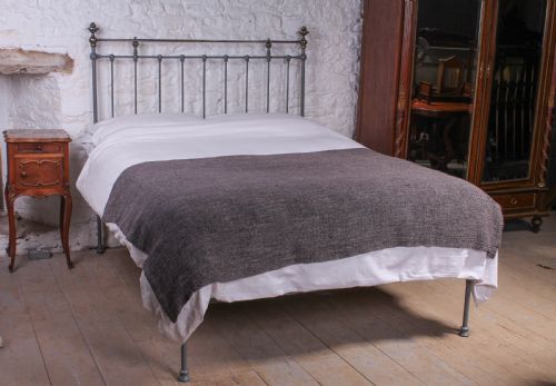 King Size Grey Iron and Aged Brass  No End Bed