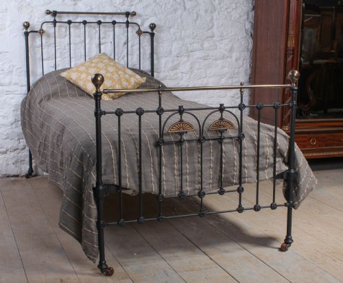 Pretty and Unusual Single Brass and Iron Bed