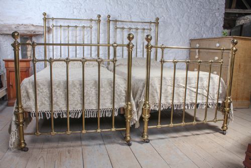 fig 1. Lovely pair of large single Victorian brass beds