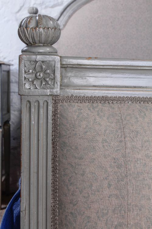 fig 1. Newly upholstered Empire style king size painted bed