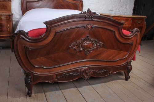 fig 1. Beautiful Rosewood Louis XV style bed for kings size mattress