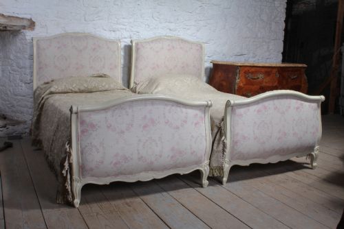 Pair of Pretty French Upholstered Single Beds