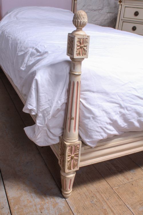 fig 2. Pretty in pink pair of French newly upholstered single beds
