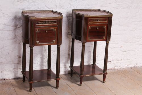 Pair of Napoleon 11 Style Mahogany and Brass Bedsides