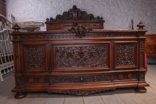 fig 1. Beautiful carved walnut Neo-Renaissance king size bed