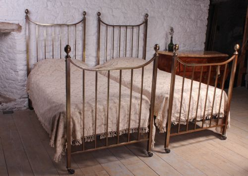 Pair of Heals Edwardian Single Brass Beds