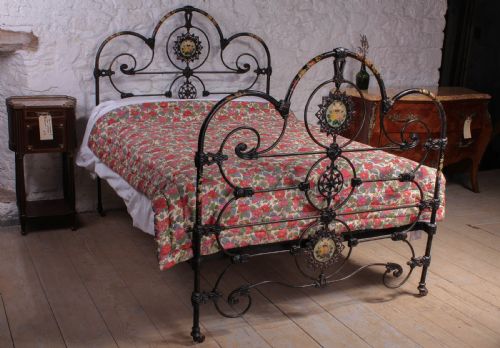 Extremely Rare Hand Painted Double Three Hoop Bed