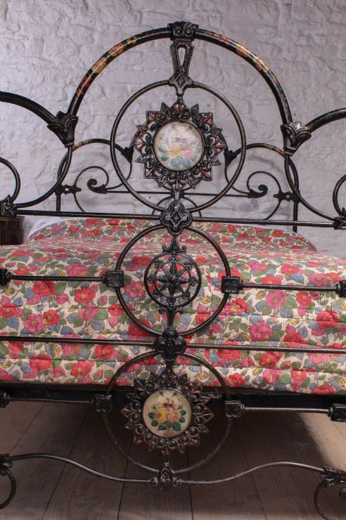 fig 1. Extremely rare hand painted double three hoop bed
