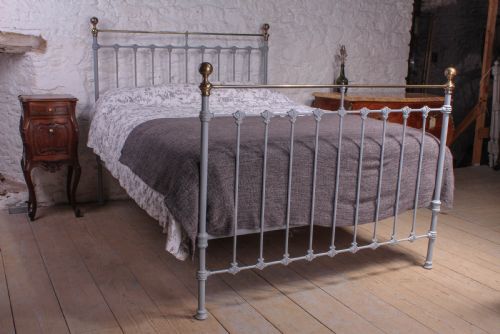 King Size Classic Victorian Grey and Brass Bed
