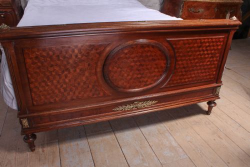 fig 3. Magnificent Mahogany and fruit wood parquetry king size bed