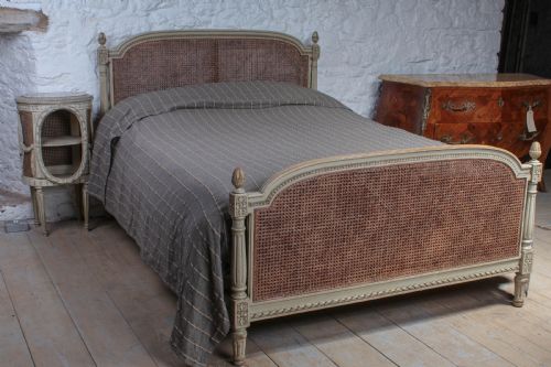 King Size Empire Style Eau De Nil Caned Bergere Bed