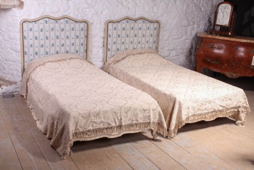 Pair of Pretty French Low End Single Upholstered Beds