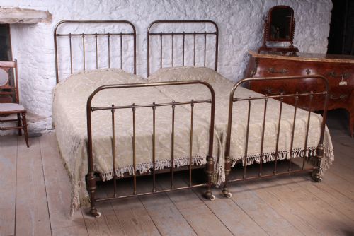 Attractive Pair of French Aged Brass Single Beds