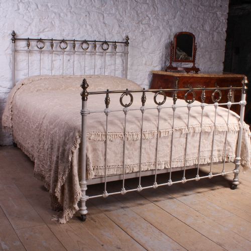 fig 1. Pretty French 5Ft king size brass and iron bed 