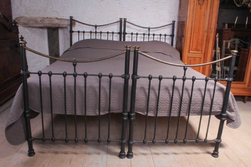 fig 1. Pair of Edwardian single brass and iron beds (can be joined)