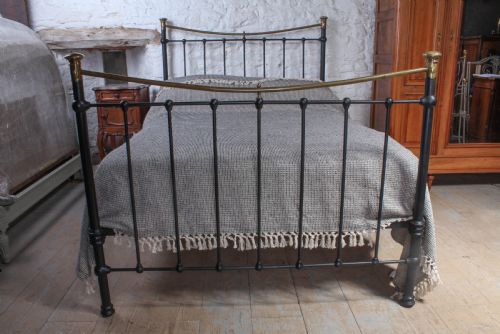 fig 2. Attractive Edwardian dip rail brass and iron double bed 