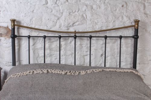 fig 3. Attractive Edwardian dip rail brass and iron double bed 