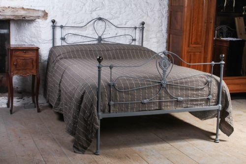 Pretty Early Victorian Double Brass and Iron Bed