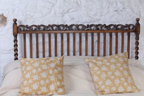 fig 2. Unusual Edwardian oak double bed with barley twist posts