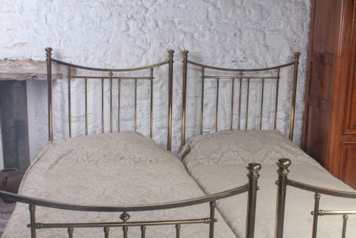 fig 3. Elegant simple pair of Edwardian brass single beds 