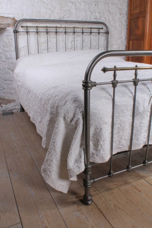 fig 1. Burnished and aged brass  simple French king size bed