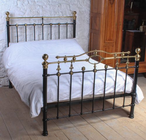 Classic Victorian Iron and Decorative Brass Double Bed