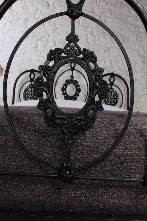 fig 2. Beautiful early Victorian all iron three hoop double bed