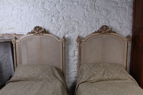fig 3. Striking pair of French Empire style caned single beds
