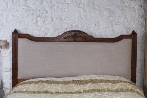 fig 1. Handsome French oak European king size low end upholstered bed