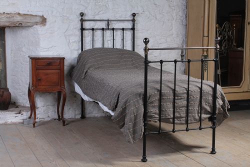 Classic Victorian Small Single Brass and Iron Bed