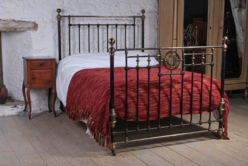 Handsome All Original Victorian Brass and Iron Double Bed