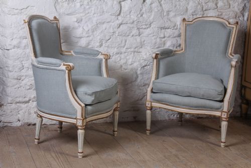 Pretty Pair of Newly Upholstered  French Salon Chairs