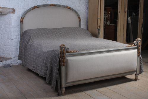 Gilded and Original Paint Work New;y Upholstered King Size Bed