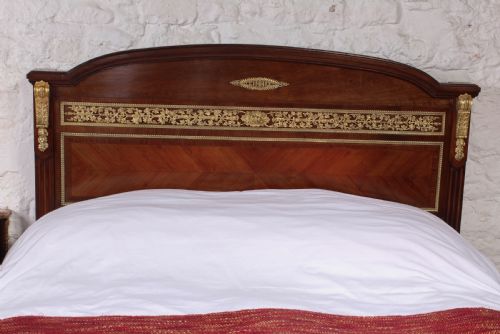 fig 1. Fabulous mahogany and walnut decorated Empire style king size bed and bedside