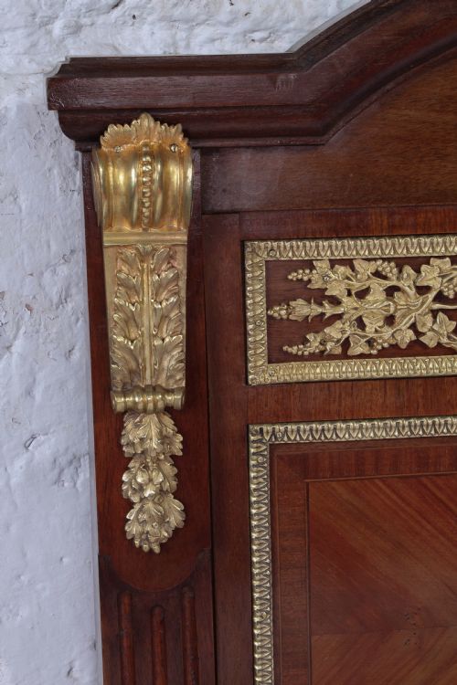 fig 2. Fabulous mahogany and walnut decorated Empire style king size bed and bedside