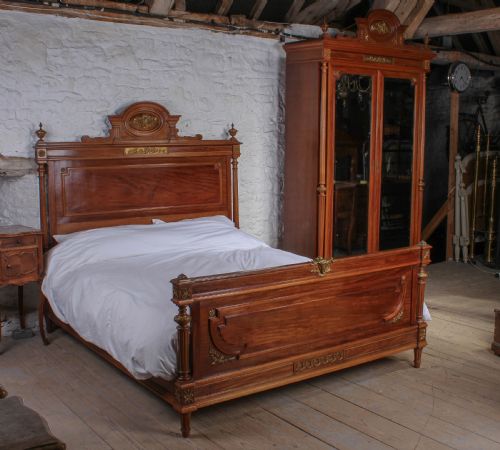 Louis Xvi Style Big  King Size Bed and Matching Armoire