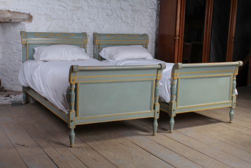 Matching Pair of Painted French Directoire Single Beds