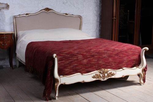 Newly Upholstered French Louis Xv Style  King Size Bed