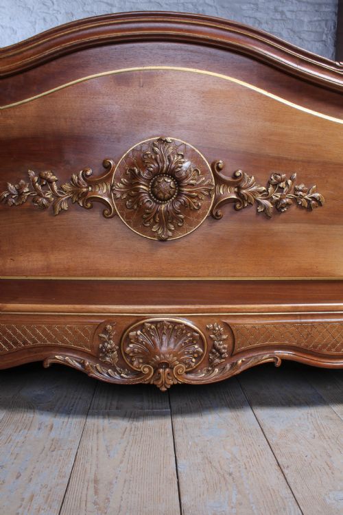 fig 1. Beautiful solid walnut carved and gilded Louis XV style king size bed