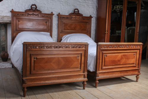 fig 1. Handsome pair of large single French walnut beds