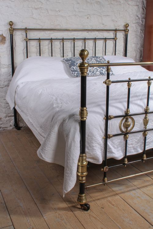 fig 1. Fabulous rare super king size 6Ft Victorian brass and iron bed